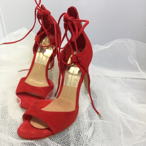Dolce Vita Shoes - DOLCE VITA ANKLE WRAP SUEDE HEEL SANDALS RED Dolce Vita Shoes - DOLCE VITA ANKLE WRAP SUEDE HEEL SANDALS RED